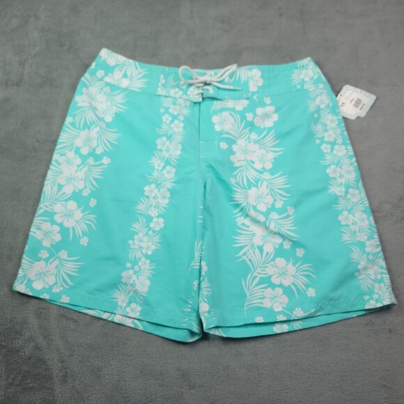 Sideout Floral Womens Swim Shorts Juniors 15 Aqua Blue Pocket New - Picture 2 of 5